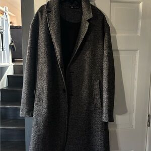 Zara Black and Gray Herringbone Coat